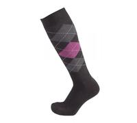 PFIFF 100322 Chaussettes d'équitation unisexe à carreaux, Mixte, Anthracite/gris/rose., 40-42