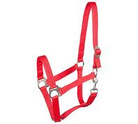 PFIFF 101668 Licol en Plastique, réglable en continu sur la têtière, Bonne qualité résistante, Rouge, Poney