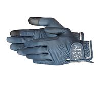PFIFF 102599 Crystal Crown Gants d'équitation avec Strass Bleu foncé Taille 12