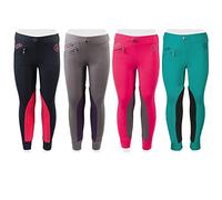 PFIFF 102603 Legging d'équitation pour Enfant Ella avec empiècement en Tissu Pantalon d'équitation pour Fille Rose/Gris 158