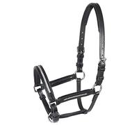 PFIFF 102702 Licol en cuir de poulain avec strass Noir/blanc F