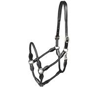 PFIFF 102922 Trenza Licol en Cuir tressé Noir Poney