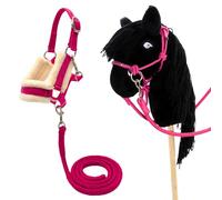 PFIFF Hobby Horse 103129 Licol « Little Lou » avec sous-Couche en Fourrure Moelleuse et Longe, Taille réglable, Bleu