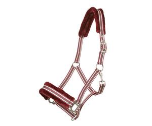 PFIFF Licol en Plastique avec Fourrure synthétique - Bordeaux/Beige COB