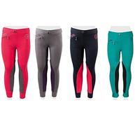 PFIFF PFIFF 102603 Legging d'équitation Unisexe pour Enfant avec empiècement en Tissu Ella, Pantalon d'équitation pour Fille, Gris/Violet 128, Pantalon d'équitation, Gris/Violet, UE