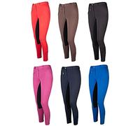 PFIFF Vollbesatzreithose Thea Pantalon d'équitation avec empiècement intégral Mixte Enfant, Marron (Marron/Noir), 152