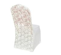 PFIOEUL Housse de Chaise Housse de Chaise en Spandex, décoration brodée de Roses de Mariage, hôtel, Banquet, fête d'anniversaire, Spectacle(Ivory)