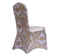 PFIOEUL Housse de Chaise Housse de Chaise imprimée for décoration de fête de Mariage, Design à Motif, en Spandex, for Salle à Manger d'anniversaire, Spectacle d'hôtel(Gold)