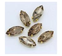 PFIOEUL Housses D'accoudoirs Navette œil de Cheval à Coudre, Strass dorés, Griffes marquises, for travaux d'aiguille, Bijoux, Robes de mariée, Sacs, Garnitures(Coffee,13x27mm 9pcs)