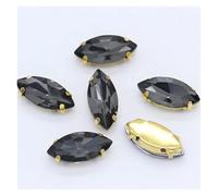 PFIOEUL Housses D'accoudoirs Navette œil de Cheval à Coudre, Strass dorés, Griffes marquises, for travaux d'aiguille, Bijoux, Robes de mariée, Sacs, Garnitures(Black Diamond,4x8mm 30pcs)