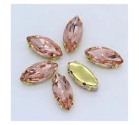 PFIOEUL Housses D'accoudoirs Navette œil de Cheval à Coudre, Strass dorés, Griffes marquises, for travaux d'aiguille, Bijoux, Robes de mariée, Sacs, Garnitures(Peach,9x18mm 12pcs)