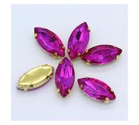 PFIOEUL Housses D'accoudoirs Navette œil de Cheval à Coudre, Strass dorés, Griffes marquises, for travaux d'aiguille, Bijoux, Robes de mariée, Sacs, Garnitures(Rose,4x15mm 20pcs)