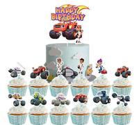 PfirstDa 25 Pièces Décoration de Gâteau Monster Truck, Camion Monstre Thème Décorations Gâteaus Topper, Accessoires pour Anniversaire