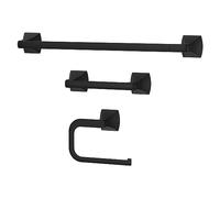 Pfister Bruxie BTBBIE3B Ensemble de quincaillerie pour Salle de Bain 3 pièces avec Barre Porte-Serviette, Anneau Porte-Serviette et Porte-Papier Toilette, Montage Mural, Finition Noire Mate, BTBBIE3B