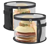 Pfjsseey 2pcs Boîte à chapeau rond avec couvercle et fenêtre transparent 16.5x10 Organisateur de chapeau avec fermeture et poignée Portable Conteneur de rangement non tissé pour la maison, voyager