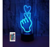 Pfjsseey 3D Aimant Geste de Main Doigt Le Doigt Lampe légère de Nuit 7/16 Changement Couleur LED Télécommande Touchez USB Table Cadeau Kids Toys décorations décorations Noël Valentin Cadeau 1