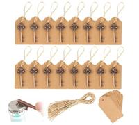 Pfjsseey 50pcs Key Keet Bottle Overner, Vintage Skeleton Key avec cartes d'étiquette d'escorte et corde suspendue, faveurs de mariage pour la fête, invité
