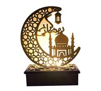 Pfjsseey Eid Ramadan Lampe Moubarak LED Night Light Decoration Lampe Moon en Bois pour la fête (Pas de Batterie) Ramadan Mubarak Lumières décoratives