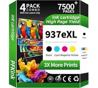 PFKink Lot de 4 cartouches d'encre 937e 937XL à haut rendement compatibles avec HP 937 937e 937e pour OfficeJet Pro 9110b 9122e 9125e 9128e 9130b 9135e grand format 9720e 9730e