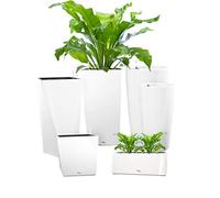 Pflanzwerk® ÉCOSYSTÈME Jardinière Cube - Pots de Fleurs avec système d'irrigation - 38x40x40cm Shiny Blanc *Intérieurs et extérieurs* *Protection UV* *Qualité supérieure de Marque*
