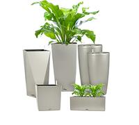 Pflanzwerk® ÉCOSYSTÈME Jardinière Tub - Pots de Fleurs avec système d'irrigation - 20x50x20cm Gris Métallisé *Intérieurs et extérieurs* *Protection UV* *Qualité supérieure de Marque*