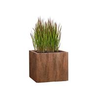 Pflanzwerk® Pot de Fleur Cube Jardinière Brun Roux 23x23x23cm *Résistant au Gel* *Protection UV* *Qualité européenne*