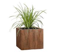 Pflanzwerk® Pot de Fleur Cube Jardinière Brun Roux 28x28x28cm *Résistant au Gel* *Protection UV* *Qualité européenne*