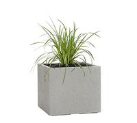 Pflanzwerk® Pot de Fleur Cube Jardinière Granit Gris 28x28x28cm *Résistant au Gel* *Protection UV* *Qualité européenne*