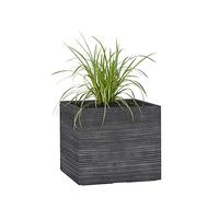 Pflanzwerk® Pot de Fleur Fibre de Verre Cube Groove Anthracite 28x28x28cm *Jardinière antigel* *Protection UV* *Qualité européenne*