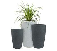 Pflanzwerk® Pot de Fleur Fibre de Verre Pipe Plastique 77cm Gris Jardinière antigel* *Protection UV* *Qualité européenne*