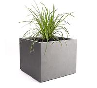 Pflanzwerk® Pot de Fleur Fibre de Verre XXL Cube Gris 53x65x65cm *Jardinière antigel* *Protection UV* *Qualité européenne*