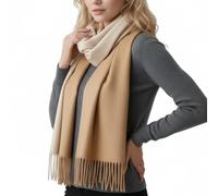 PFLife Écharpe Laine Femme 200×70 cm Toucher Cachemire Douce et Chaude Châle Hiver Oversize Réversible avec Franges Coffret Cadeau (Camel)