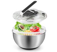 Pfloge Essoreuse À Salade en Acier Inoxydable 4,5L, Saladier avec Couvercle Et Base Antidérapante, Essoreuse À Salade INOX Idéale pour Égoutter Légumes Et Pâtes