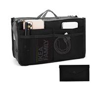 PFLYPF 1 organiseur noir et 1 porte-monnaie en feutre noir, articles de toilette polyvalents, double sac à fermeture éclair, étui de rangement de maquillage, adapté pour les voyages