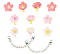 PFLYPF 10 pièces de patchs de boucle de chaussure à fleurs créatives, avec 2 chaînes anti-perles, pétale tridimensionnelle, fournitures de décoration de sandales