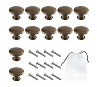 PFLYPF 12 poignées de porte de placard, avec 1 sac de rangement, bouton de tiroir en cuivre antique, anneau de tirage de meubles, poignée de garde-robe ronde (30 mm, avec vis)