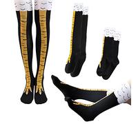 PFLYPF 2 paires de chaussettes pieds de poulet, chaussettes amusantes, chaussettes chaudes pour l'hiver - Cadeau amusant - Accessoires de vêtements (noir et jaune), Noir , 34-50
