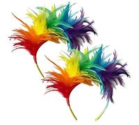 PFLYPF 2 pièces arc-en-ciel plumes chapeaux mignons bandeaux fête chapeaux créatifs et pratiques cheveux accessoires bandeaux pour femmes