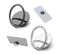 PFLYPF 2 Supports d'anneau de téléphone Portable, Supports rotatifs à 360 degrés, Supports d'anneau de téléphone Portable universels, Forte adsorption, adaptés à Tous Les téléphones (Noir, Argent)