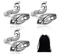 PFLYPF 3 Anneaux de Crochet et 1 Sac de Rangement, Anneau en Tricot de Paon Ouvert, Anneau de Crochet réglable, Accessoires pour Aiguilles à Tricoter à la Main, Bricolage, Outils de Couture