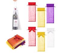 PFLYPF 33 Sacs de Gaze pour Bouteille de Vin en Organza - Sacs-Cadeaux Cinch avec Cordon de Serrage pour Les Faveurs de Mariage