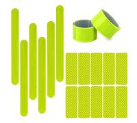 PFLYPF 6 Bandes fluorescentes (30 cm) avec 10 Autocollants réfléchissants, Bandes réfléchissantes étanches pour Le Jogging, Le Cyclisme, la randonnée, Le Camping Bracelet réfléchissant (Jaune - Vert)