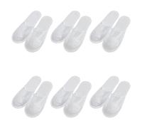 PFLYPF 6 paires de pantoufles en peluche, à orteils fermés, lavables à l'eau, antidérapantes, pour Spa, fêtes, voyages, réutilisables, d'hôtel 28 * 10.5cm (blanc)