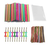 PFLYPF Lot de 100 bâtonnets à cake pop, 100 sachets plats transparents, 100 cravates en peau de vache et 10 nœuds papillon pour la fabrication de bonbons, gâteaux