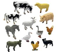 PFLYPF Lot de 12 statues d'animaux de ferme, mini animaux de la ferme, jouets d'animaux de la ferme, miniatures d'animaux de la ferme, miniatures d'animaux de petite taille tels que poules, canards,