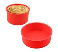 PFLYPF Lot de 2 moules à gâteau ronds en silicone rouge, 10,2 cm, 15,2 cm, moules à gâteau antiadhésifs, adaptés pour la cuisson de gâteaux, la fabrication de savon fait à la main