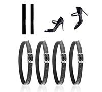 PFLYPF Lot de 2 paires de lacets à talons hauts pour femme, boucles anti-relâchement et antidérapantes, sangle de cheville en cuir synthétique, adaptés aux talons hauts, sandales (noir), Noir , Taille