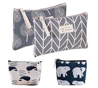 PFLYPF Lot de 2 trousses de maquillage en toile et 2 petits portefeuilles, sacs cosmétiques portables pour voyage, sacs cosmétiques multifonctionnels, sacs cosmétiques de grande capacité
