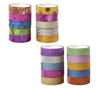 PFLYPF Lot de 20 rubans Washi à paillettes - Ruban adhésif scintillant - Pour bricolage, décoration de fête, scrapbooking, décoration de cadeau