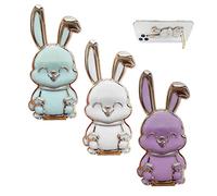 PFLYPF Lot de 3 jolis lapins pour téléphone portable, support de table 3D avec tige télescopique, pliable